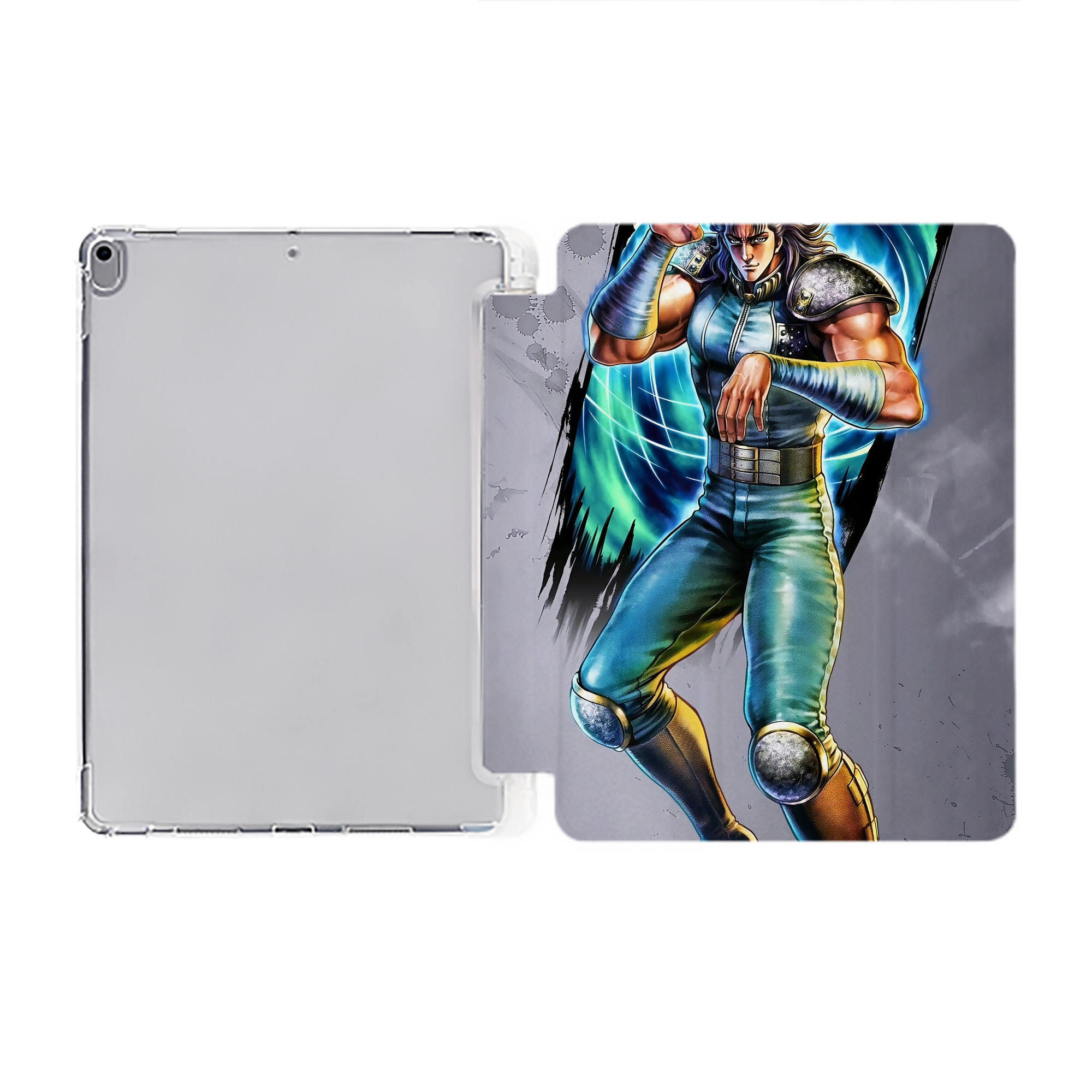（画像用） 北斗の拳 Fist of the North Star IPad ケース ペン収納付き 三つ折りスタンド PUレザー×シリコン 対応機種9.5/10.5/10.9インチ